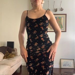 urban outfitters velvet slip floral maxi dress